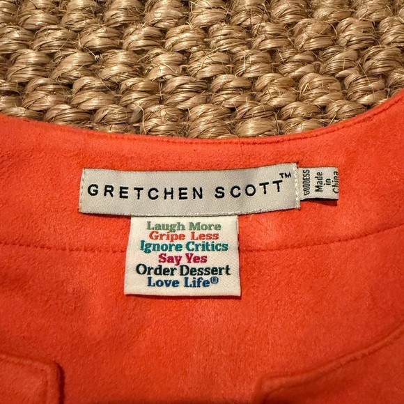 Gretchen Scott suede beach resortwear orange shift top women’s size XL - Picture 7 of 8
